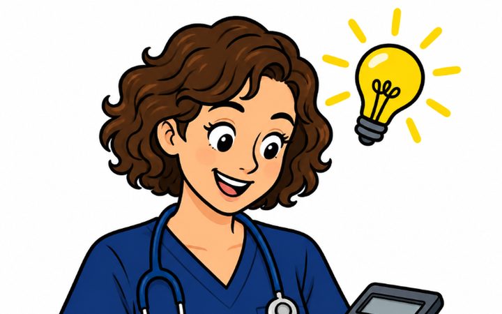 Cartoon nurse working out a drug calculation